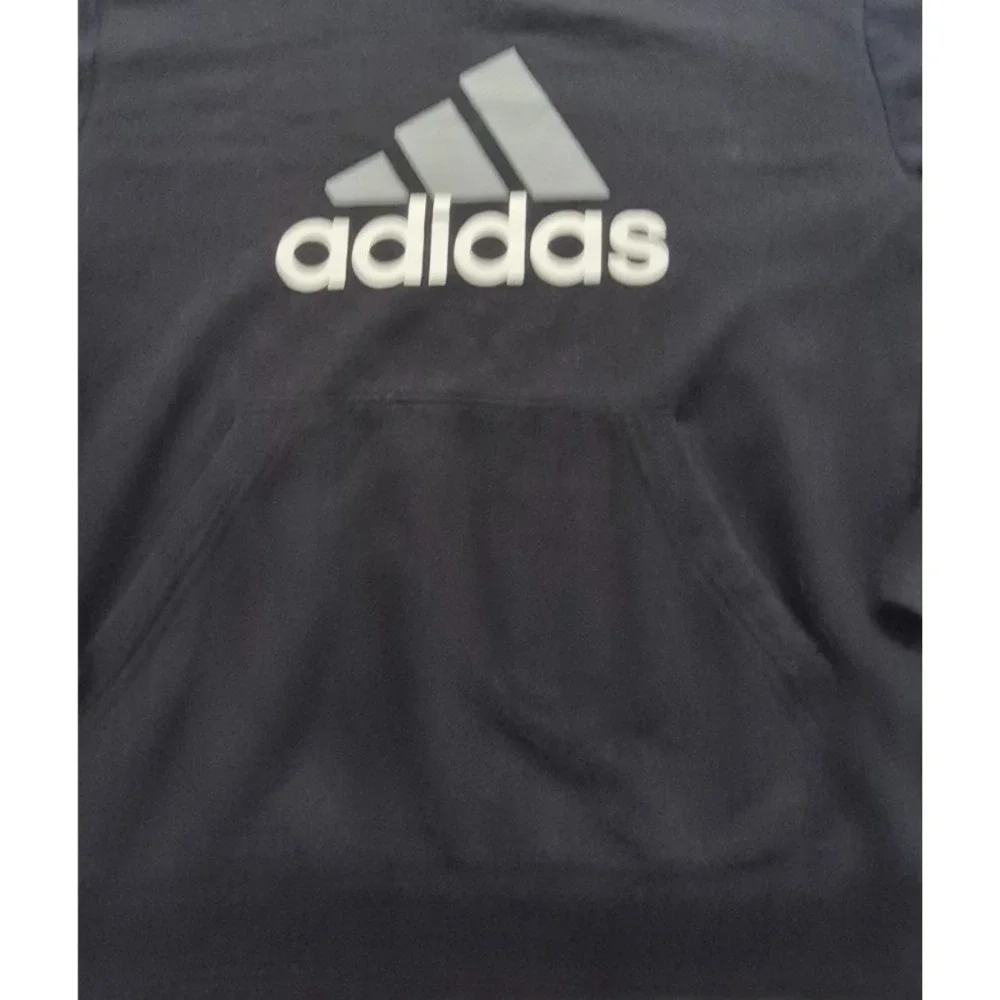 Adidas kids boy black graphic‎ front pocket hoodie sweatshirt sz. 10/12